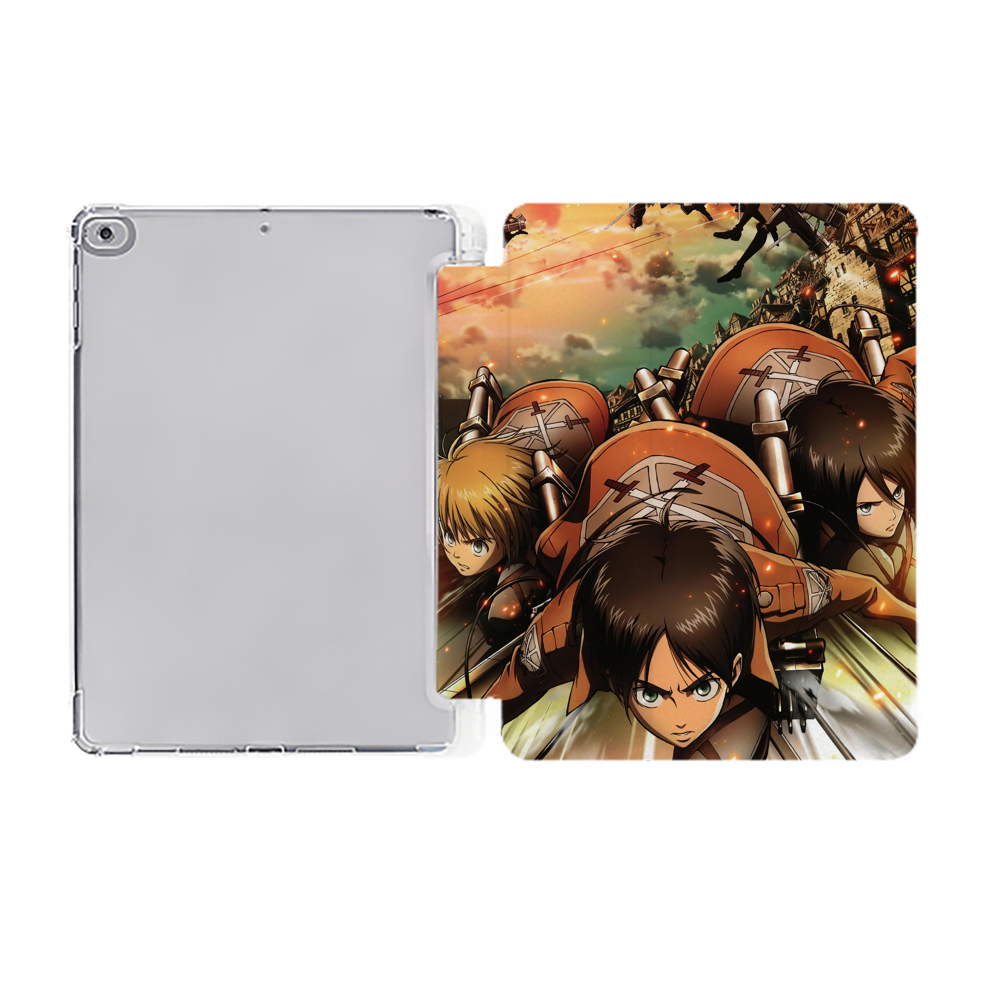 （画像用） 進撃の巨人 Attack on Titan IPad ケース ペン収納付き 三つ折りスタンド PUレザー×シリコン 対応機種9.5/10.5/10.9インチ
